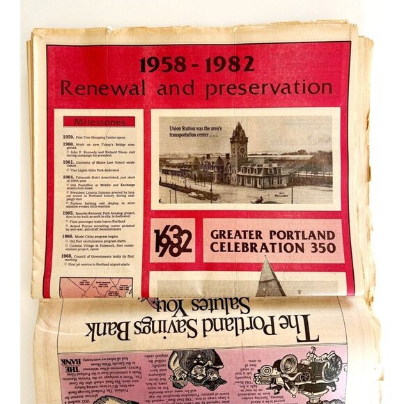 Portland Maine 350th Anniversary Newspaper 1982 Complete Vintage Press Herald - Picture 8 of 11